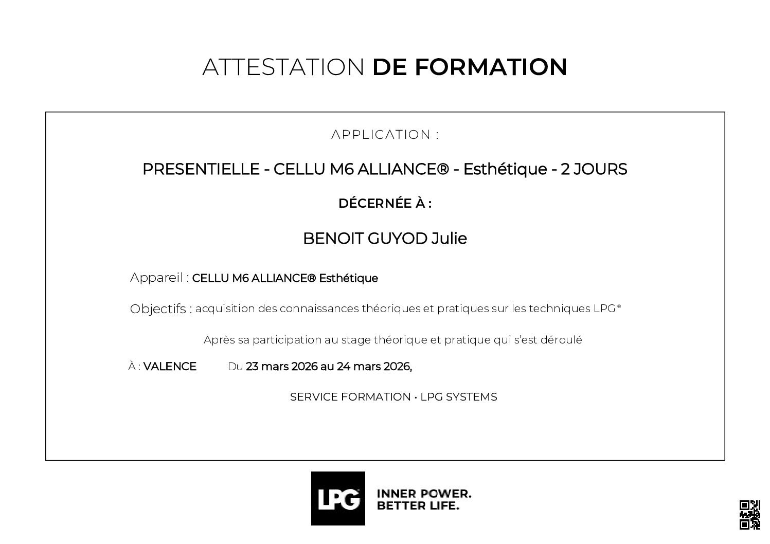 Attestation de presence DENDREO